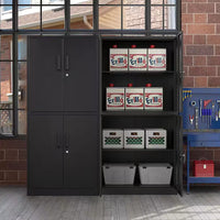 Garage Storage Cabinet 70.9" H X31.5" W 15.7" D in Black Steel Cabinet with 4 Shelves 2 Doors and Lock