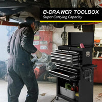 Heavy Duty 24 In. W X 13 In. D 8-Drawer Black Alloy Steel Rolling Tool Cabinet