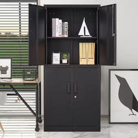 Garage Storage Cabinet 70.9" H X31.5" W 15.7" D in Black Steel Cabinet with 4 Shelves 2 Doors and Lock