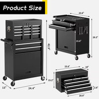 Heavy Duty 24 In. W X 13 In. D 8-Drawer Black Alloy Steel Rolling Tool Cabinet