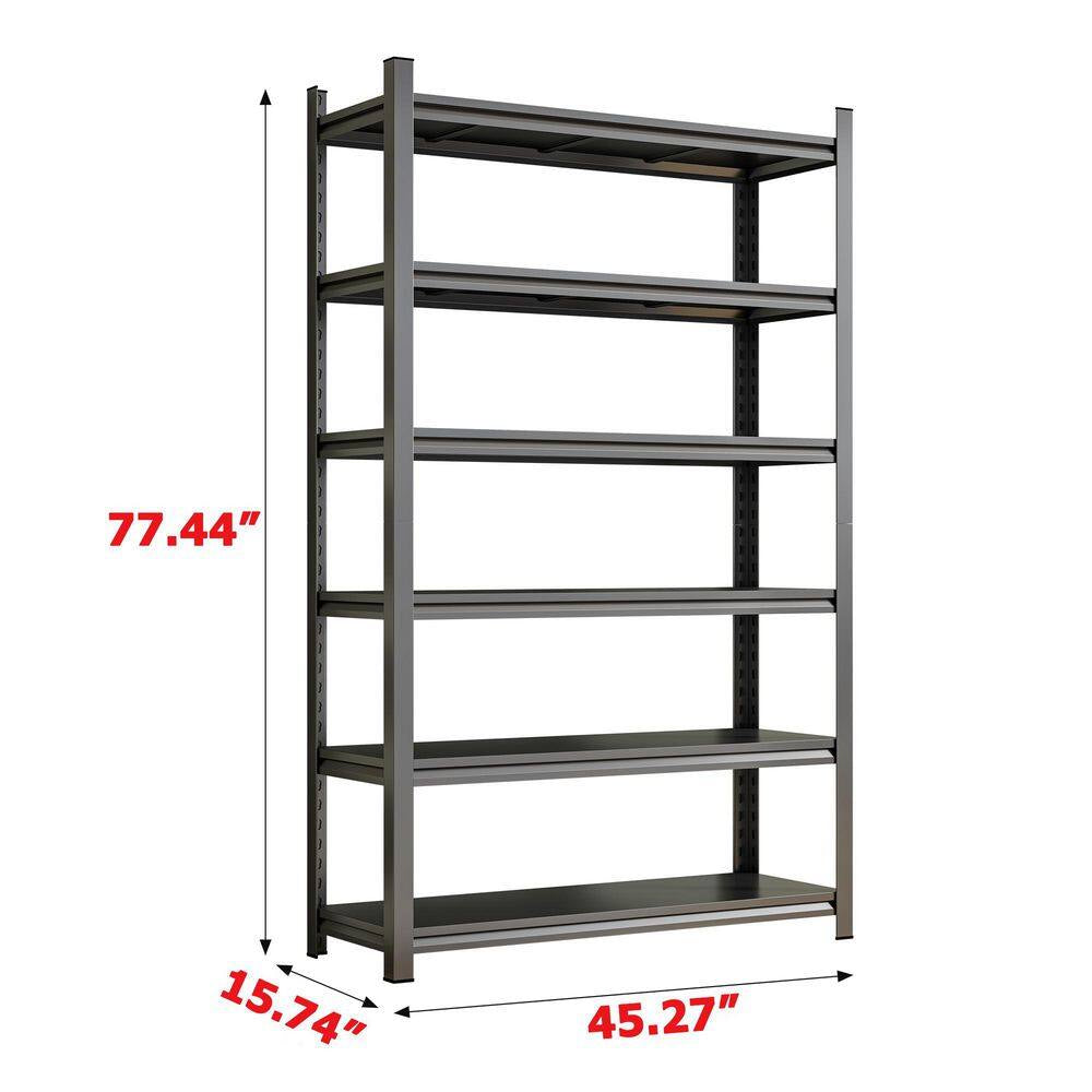 Garage Storage Rack, 6-Story Metal Shelves, Adjustable Pantry Organizer Partition Storage Unit, Black