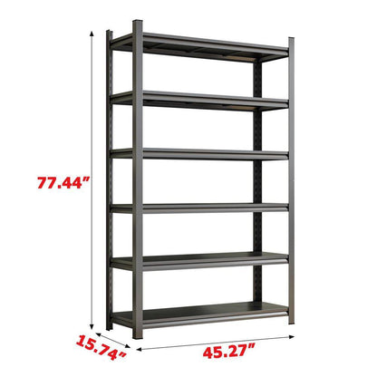 Garage Storage Rack, 6-Story Metal Shelves, Adjustable Pantry Organizer Partition Storage Unit, Black