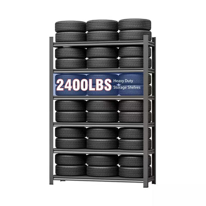 Garage Storage Rack, 6-Story Metal Shelves, Adjustable Pantry Organizer Partition Storage Unit, Black