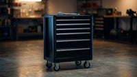 Heavy Duty 24 In. W X 13 In. D 8-Drawer Black Alloy Steel Rolling Tool Cabinet — Lifestyle