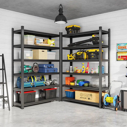Garage Storage Rack, 6-Story Metal Shelves, Adjustable Pantry Organizer Partition Storage Unit, Black