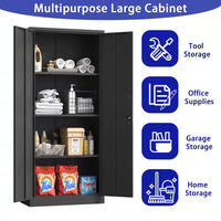 31.5 In. W X 71 In. H X 15.8 In. D Metal Freestanding Cabinet in Black with Lock for Home Gym Office School Garage