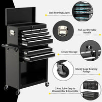 Heavy Duty 24 In. W X 13 In. D 8-Drawer Black Alloy Steel Rolling Tool Cabinet