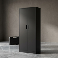 31.5 In. W X 71 In. H X 15.8 In. D Metal Freestanding Cabinet in Black with Lock for Home Gym Office School Garage — Studio Shot