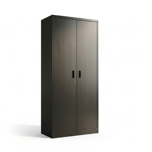 Garage Storage Cabinet 70.9" H X31.5" W 15.7" D in Black Steel Cabinet with 4 Shelves 2 Doors and Lock — Studio Shot